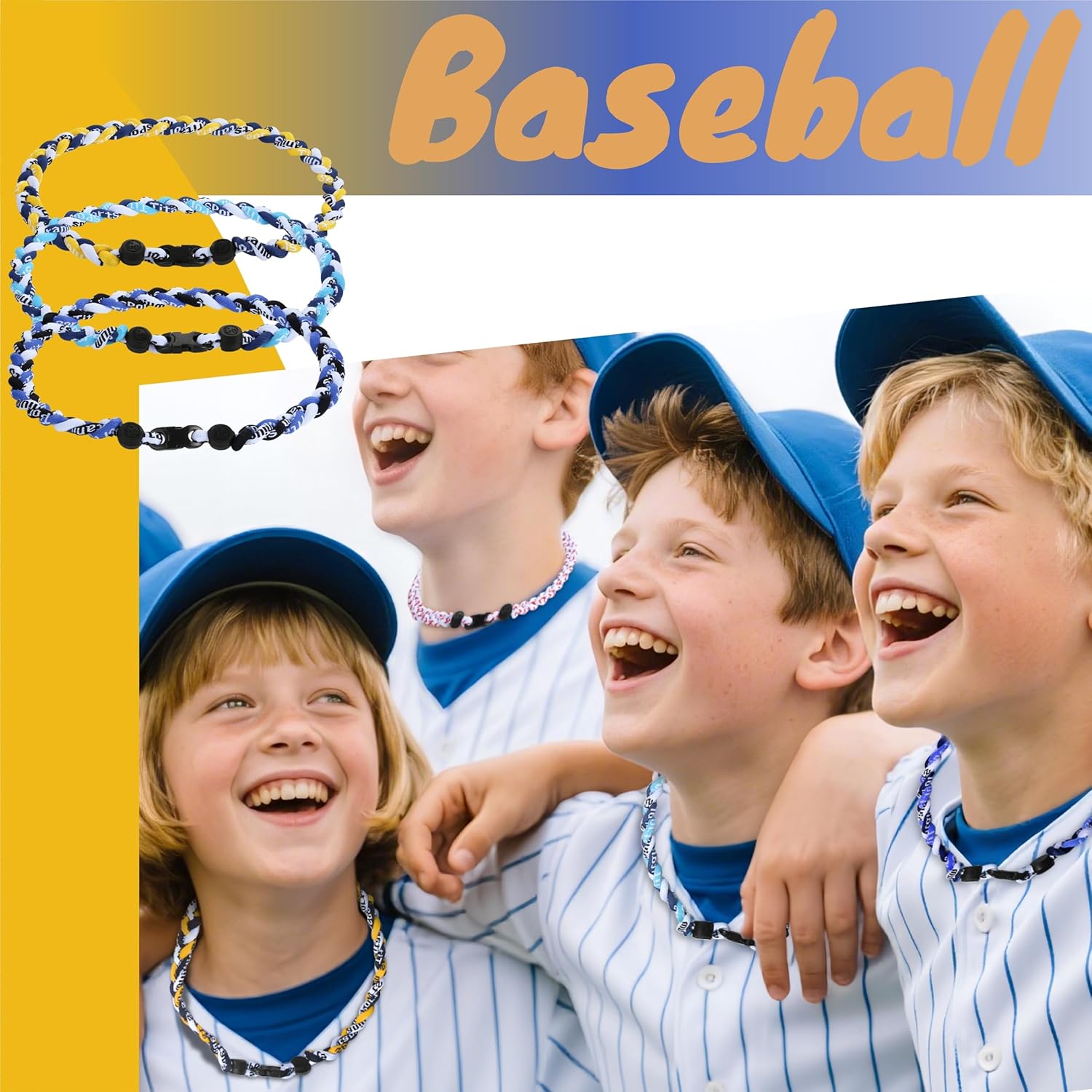 Premium 18" Baseball Necklaces for Team Gifts Player Fans One/Multi-piece set Nylon Three Braided Rope Tornado Design Dark Softball Drip Sports Baseball Necklace - Image 5
