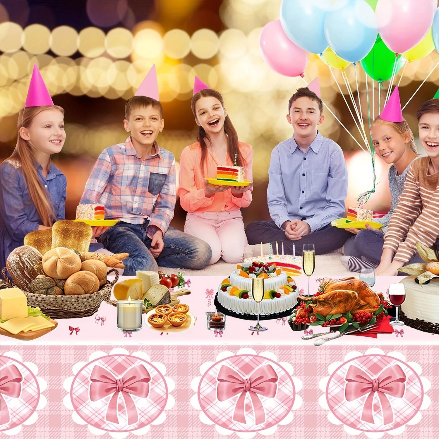 Pink Bow Party Supplies,Coquette Birthday Decorations Includes Plates, Napkins,Cups & Straws, Disposable Tableware Sets for Girls Baby Shower Wedding, Cute Dinnerware Serves 20 Guests - Image 4