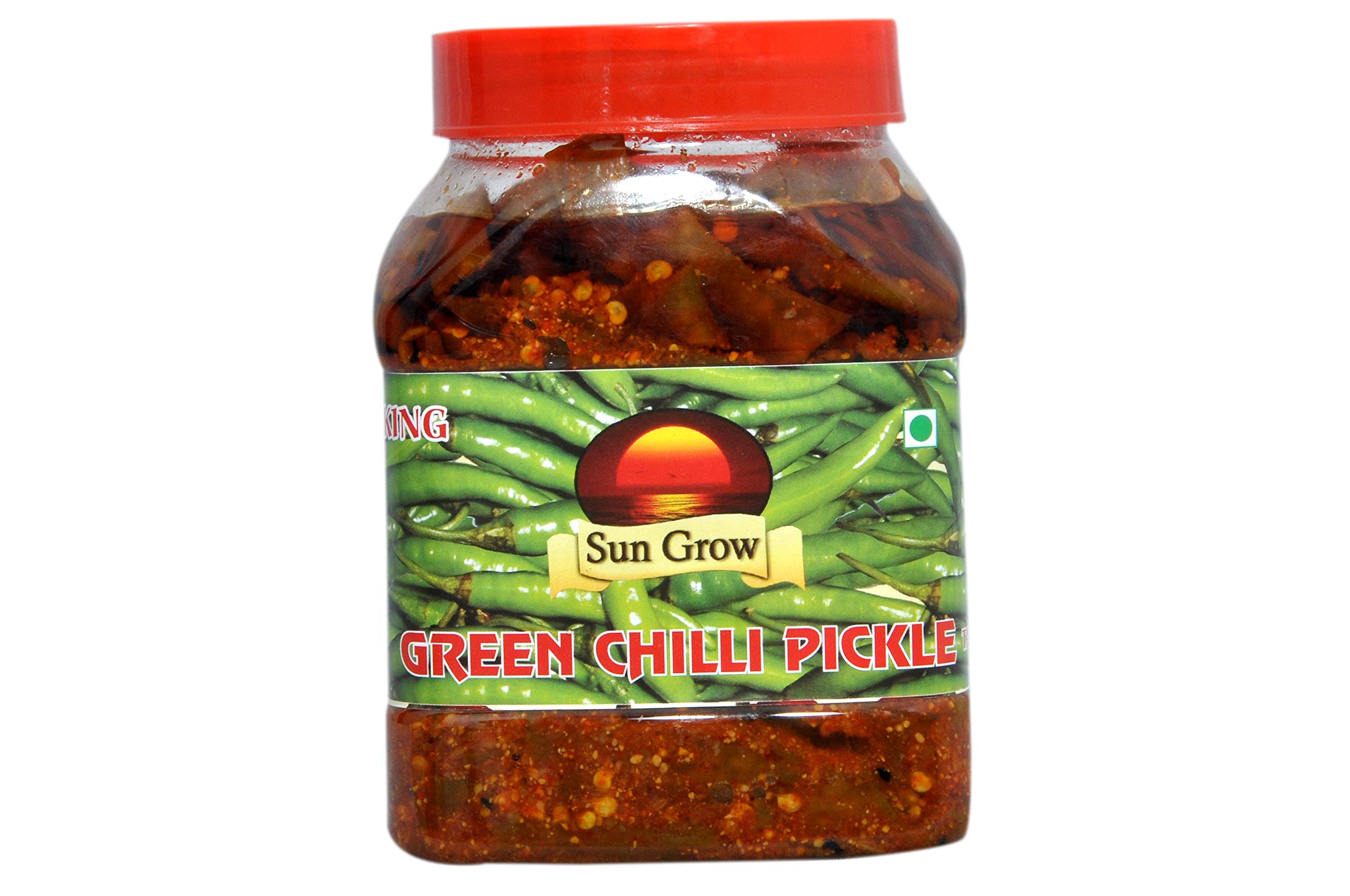 Sun Grow Homemade Organic Kashmiri Green Chilli Pickle Achaar Tate of King Trust (1 kg)