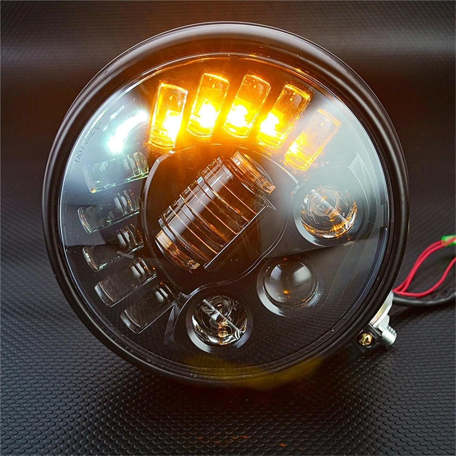 7.5" Led Motorcycle Headlight Hi&Lo Bulb DRL Motorbike Head lamp Bracket Compatible With Sportster H CB400 shadow(5.75 inch-A)