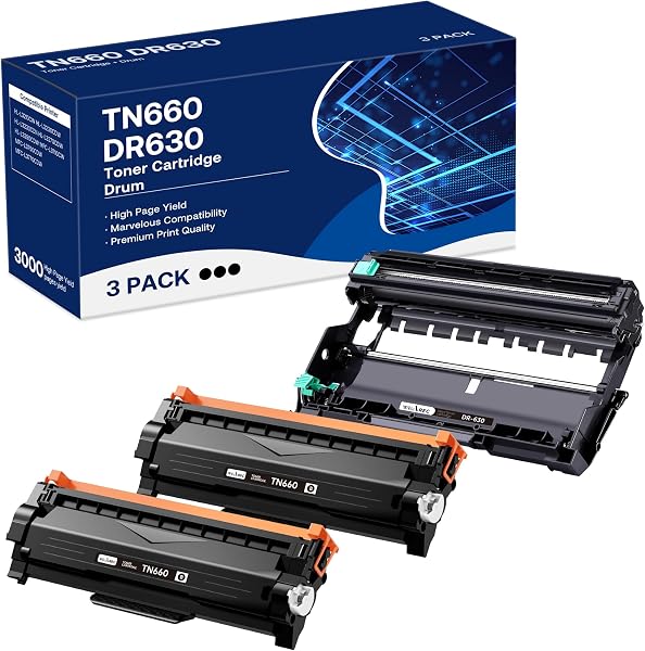 WEAREC Compatible Toner Cartridge & Drum Unit Replacement for Brother TN660 TN-660 TN630 DR630 Work with HL-L2300D HL-L2