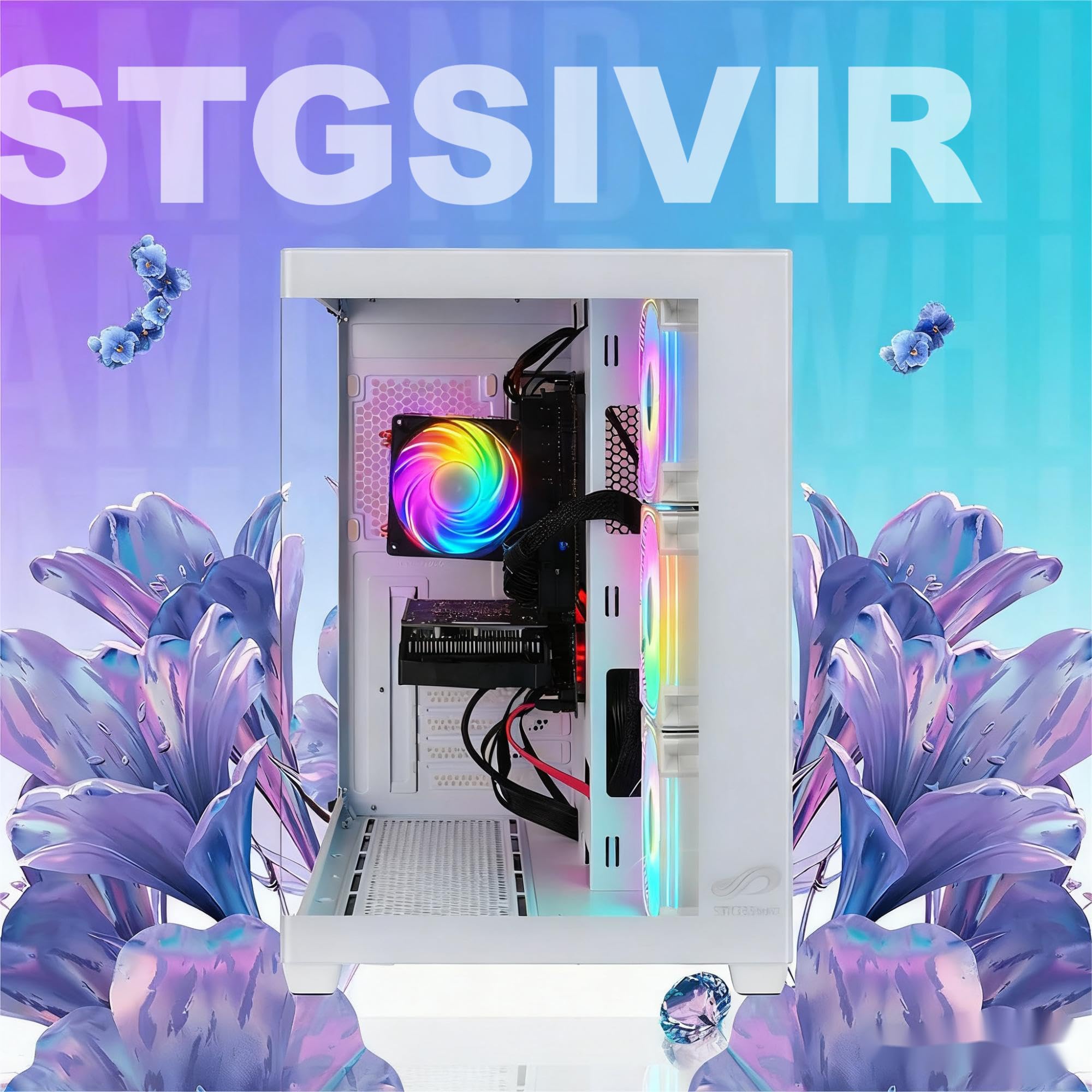 STGSivir PC Gaming Fisso, Computer Gaming, R7 5700X fino a 4.6 GHz • Nvidia RTX 3050 6GB GDDR6 • 16GB DDR4 RAM • 1TB SSD • WiFi 6 • BT • Windows 11 Pro