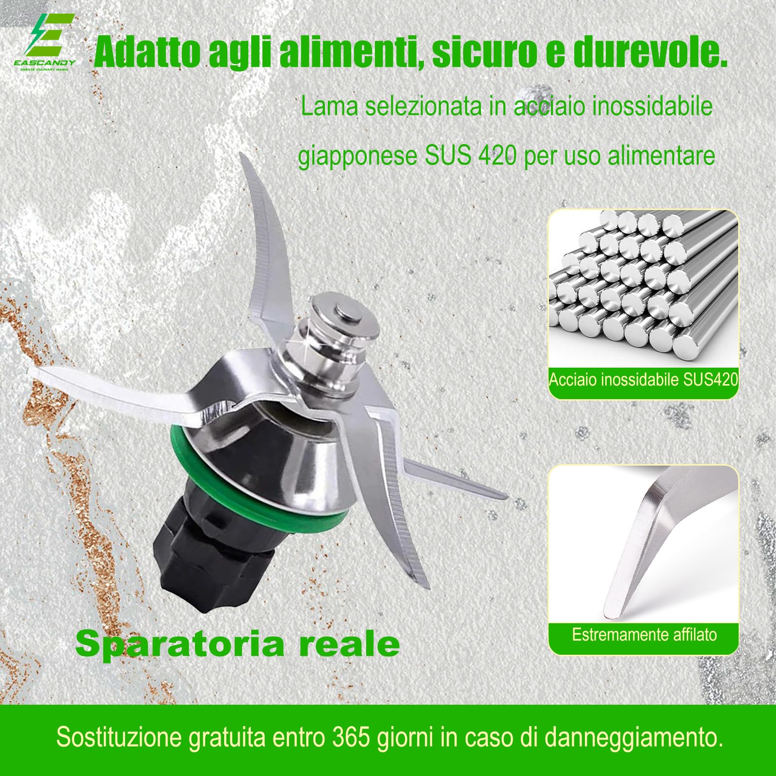 EASCANDY Lama di Ricambio per Bimby TM5 TM6 TM7 – Lama Affilata in Acciaio Inox SUS420 Compatibile con Vorwerk, Resistente e Antiruggine