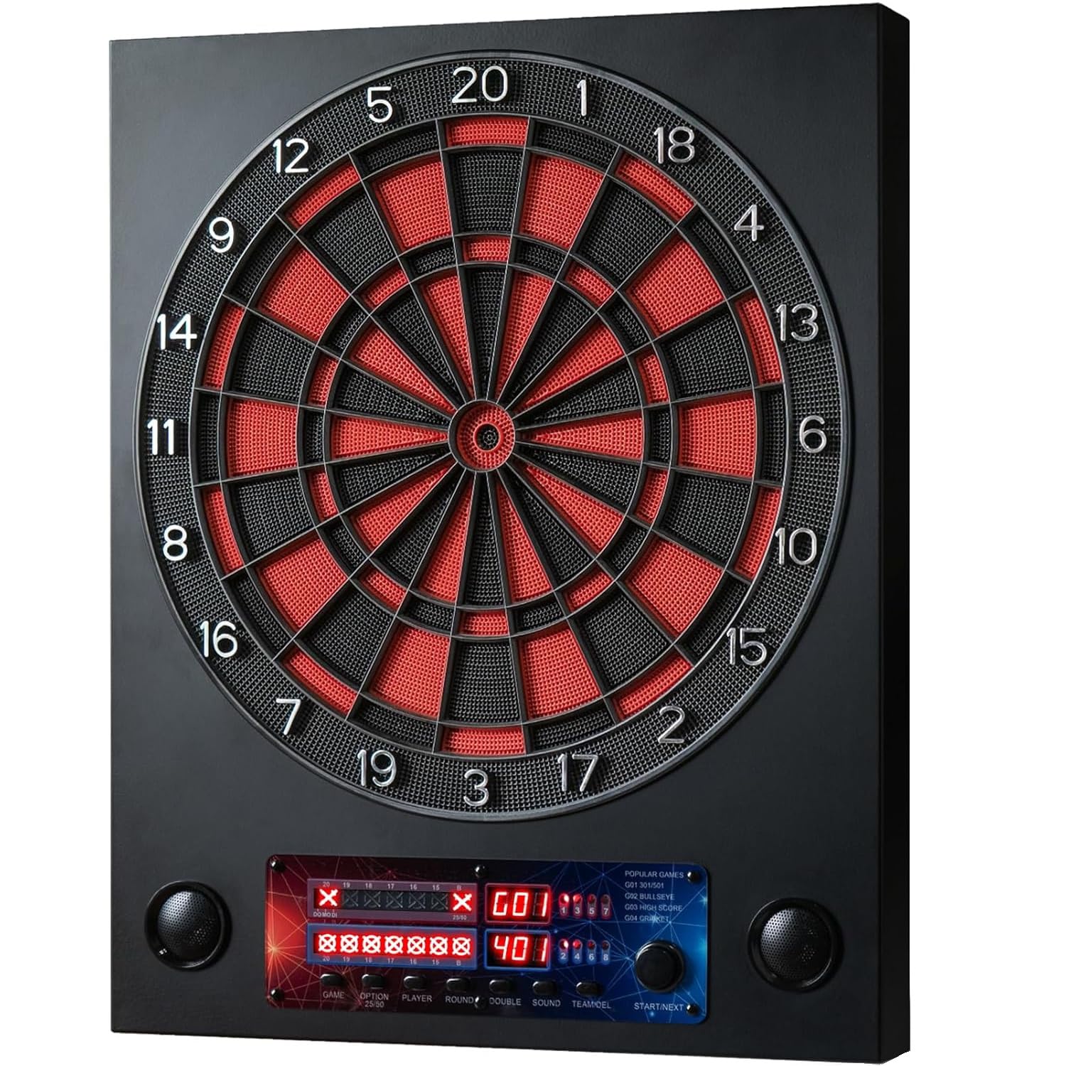 Electronic Dart Boards with Metal Case for Adults, Electric Dart Board with 6 Soft Tip Darts, Electronic Digital Dartboard Automatic Scoring, with Voice, LCD Screen, 25 Games for 1-8 Players