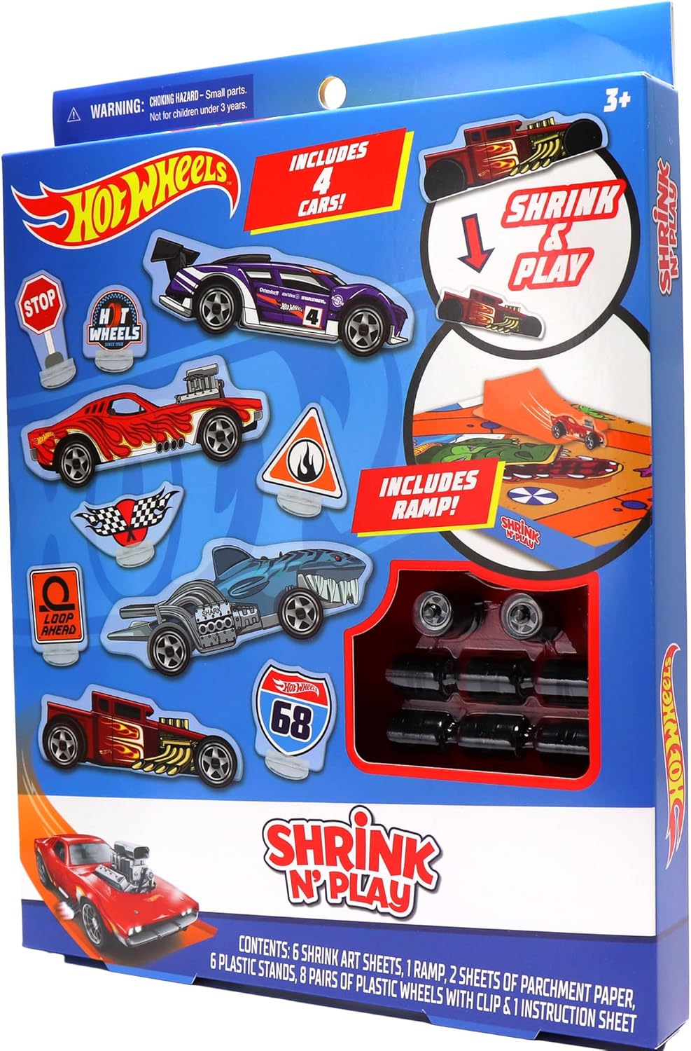 Tara Toys Hot Wheels Shrinky Dinks Craft Kit – Create Custom Car Designs with Pre-Cut Shrink Art Sheets, Colored Pencils & Keychains – Creative Activity for Kids Ages 5+