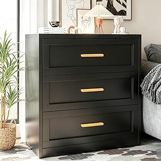 Metal Dressers & Chests of Drawers,Tall Dresser for Bedroom,3-Drawer Steel Large Dresser Clothing,Storage Closet Organizers with Drawers,Wide Dressers for Bedroom,Hallway,Living Room Black