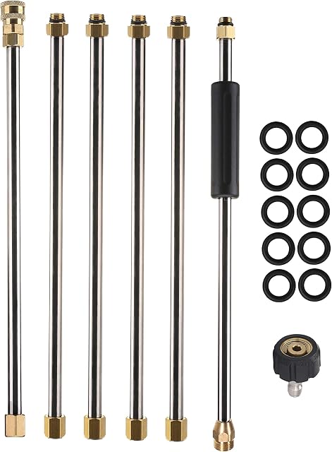 Tool Daily Pressure Washer Extension Wand, 90 Inch Power Washer Lance, 1/4 Inch Quick Connect, M22, 4000 PSI