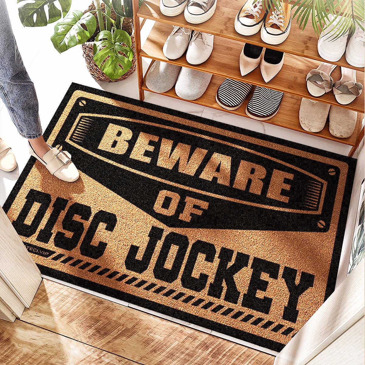 Tapis de bienvenue Beware Of Disc Jockey Bed fin pour résoudre le blocage des portes