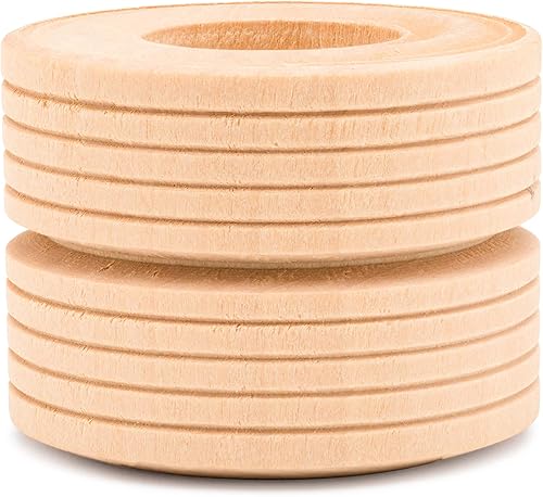 Miniatura 24 de Mini ruedas de madera estilo pisado, 1-1/2 pulgadas de diámetro, paquete de 12, para manualidades y modelos de automóvil de bricolaje, por Paquete