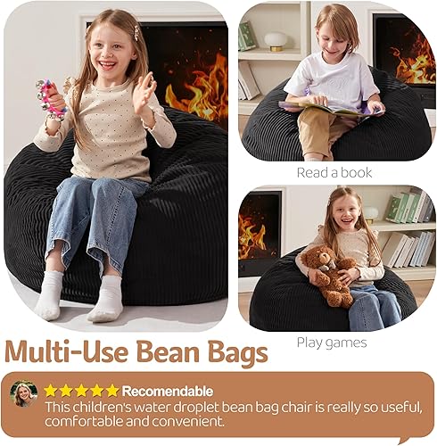 Miniatura 99 de Homguava Puf de 3.5 pies: puf de lágrima con relleno de espuma viscoelástica, sillas compactas de puf, sofá suave con funda de pana (gris)