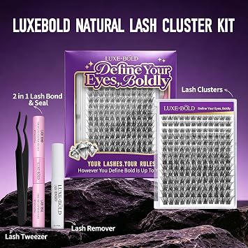 Wispy Individual Cluster Lashes 168Pcs Natural Eyelashes KIT CC Curl Eyelash Extensions 8-18mm Mixed Thin Band Waterproof with Lash Bond and Seal & Remover DIY at Home