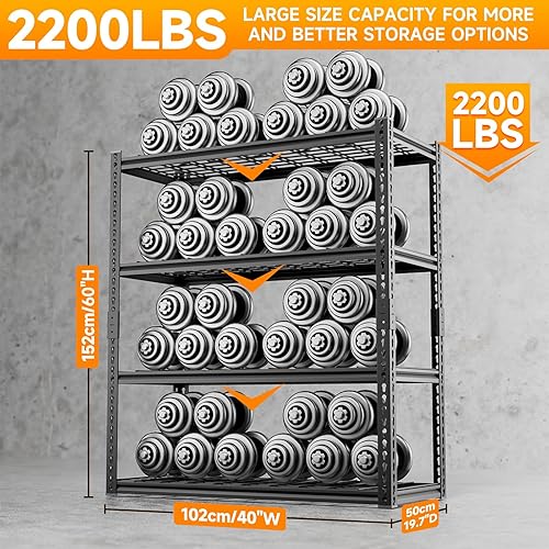 Miniatura 3 de Estantes de almacenamiento de garaje de 4 niveles, 40 pulgadas de ancho x 20 pulgadas de profundidad x 60 pulgadas de alto, estantes de garaje de