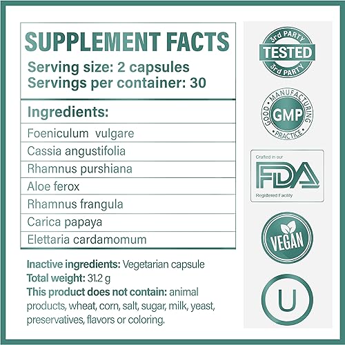 Miniatura 6 de Digestic - Laxante para aliviar el estreñimiento - Suavizante de heces para el estreñimiento severo IBS 100 natural - 720 cápsulas - Limpieza de