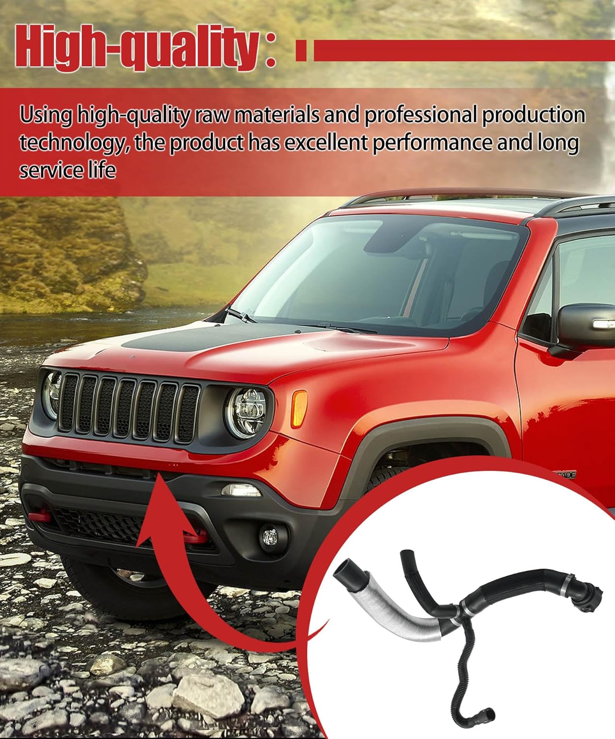 Upper Engine Radiator Coolant Hose Compatible with Jeep Renegade 2015 2016 2017 2018 2019 2020 2021 1.3L 2.4L, Replace 68440687AA 68246569AA 68246567AA