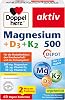 Doppelherz Magnesium 500 + D3 + K2 - High Dose Magnesium as a Contribution to the Normal Function of Muscles and Nervous System - 60 Vegetarian Depot Tablets