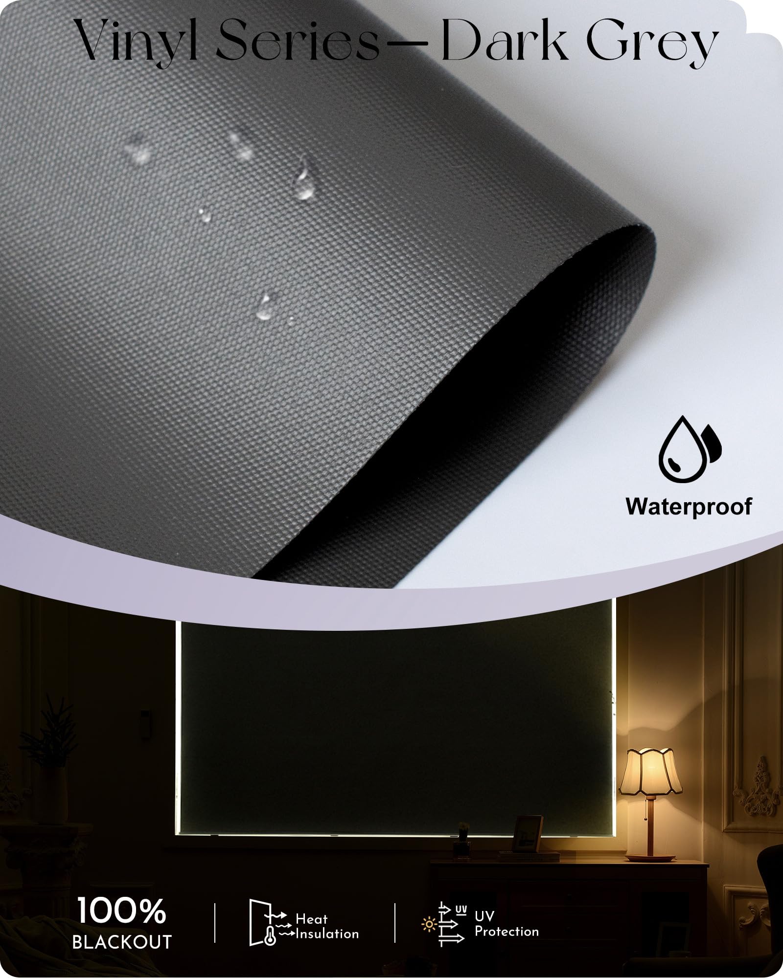Smart Blinds con, Tende oscuranti motorizzate impermeabili, tende elettriche personalizzate, motore, telecomando, grigio scuro, efficienza energetica, facile installazione