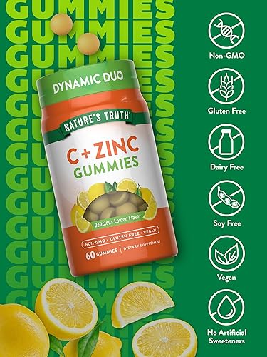 Miniatura 3 de Natures Truth - Gomitas de vitamina C con zinc  60 unidades  Suplemento de apoyo inmunológico  Vegano, sin OMG y sin gluten