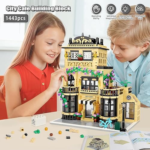 Miniatura 5 de City Coffee Shop - Juego de bloques de construcción compatible con Lego City House, Arquitectura Modular Edificio de Tres Pisos para Adultos (1443