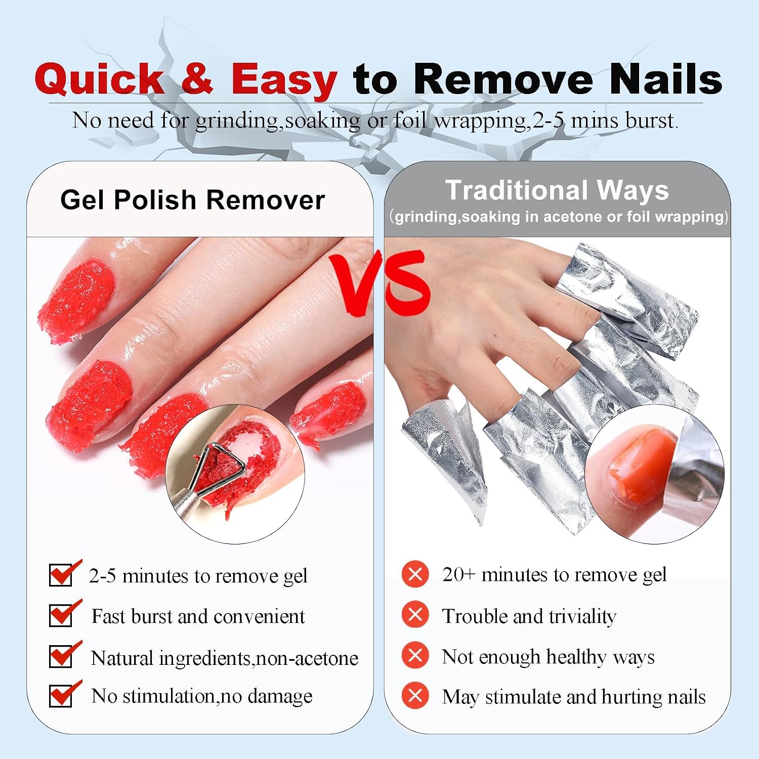 LOUINSTIC Gel Polish Remover for Nails – 2 Pack (30ml)，Fast 2–5 Min Gel Removal, Acetone-Free & Gentle, No Soak or Foil Needed, Ideal for At-Home DIY Manicures