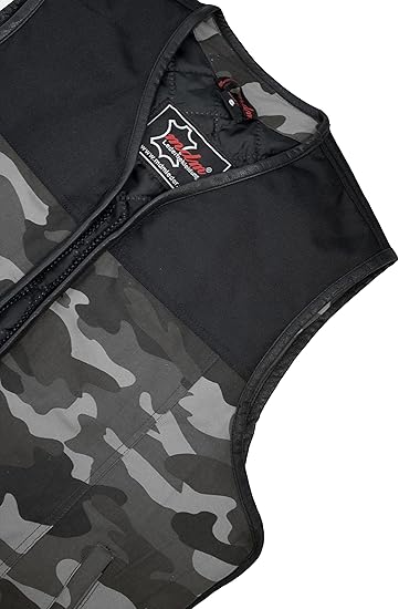 MDM Textile biker vest in camouflage rocker vest motorcycle vest, Multicolour