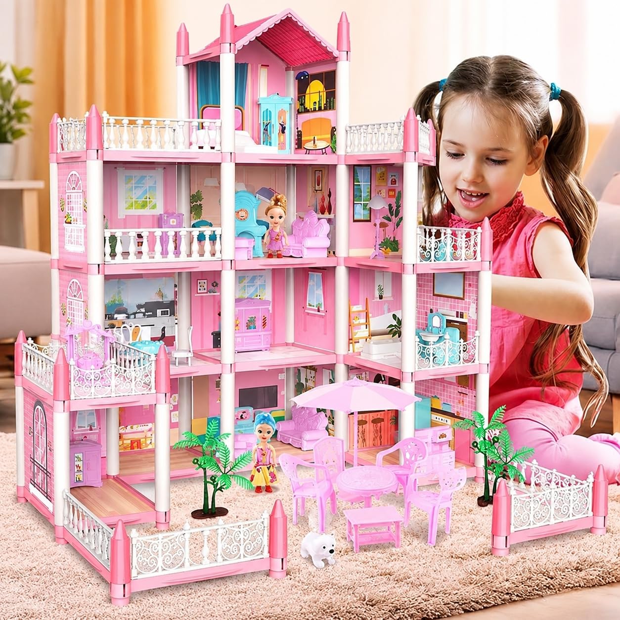 113 PCS Doll House - Princess Villa Playset with Dolls & Bikes -15 113 PCS Doll House - Princess Villa Playset with Dolls & Bikes -15