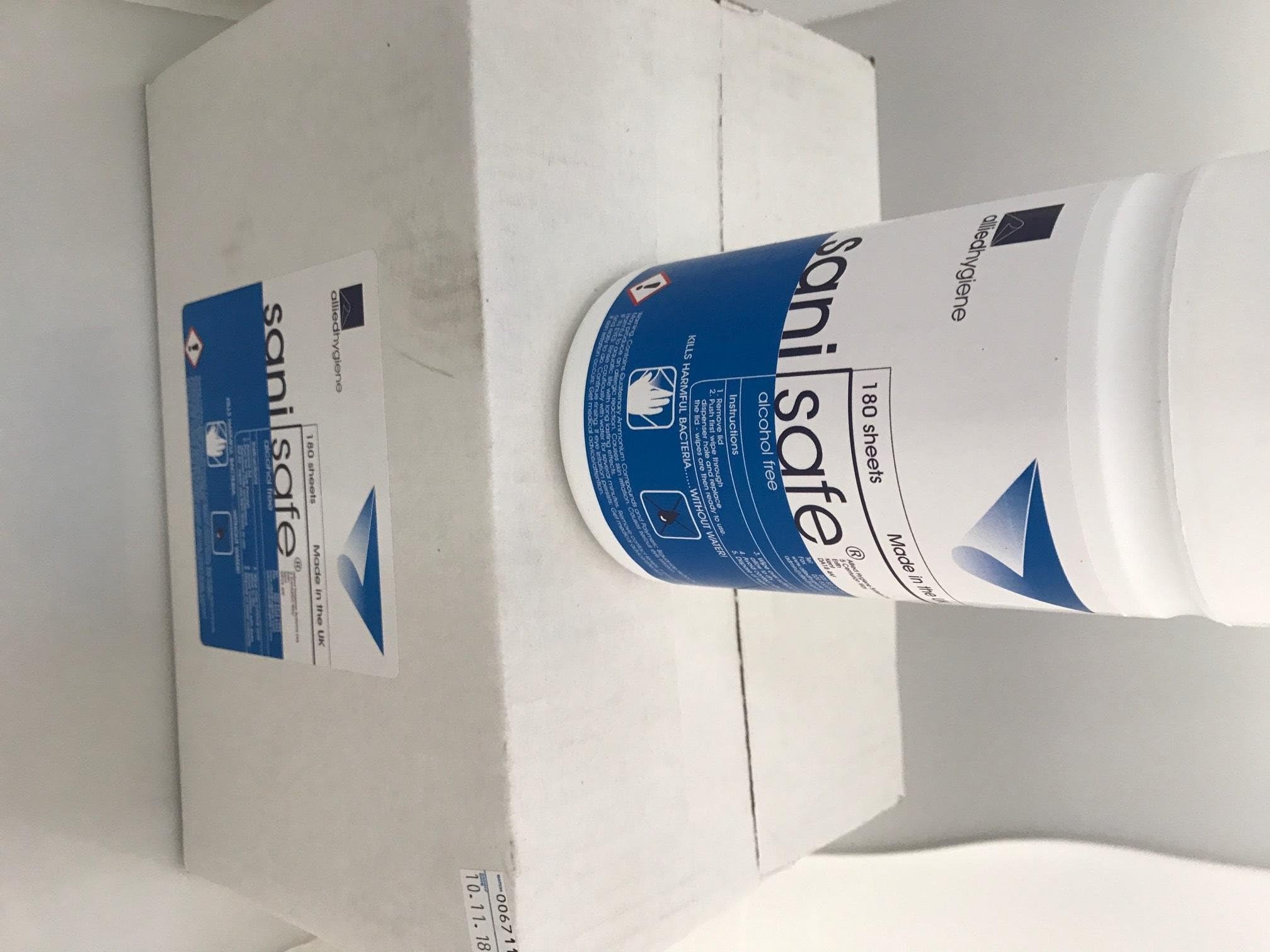 ALLIED HYGIENE SANI SAFE WET WIPES BOX OF 6 x 180 SHEET TUBES