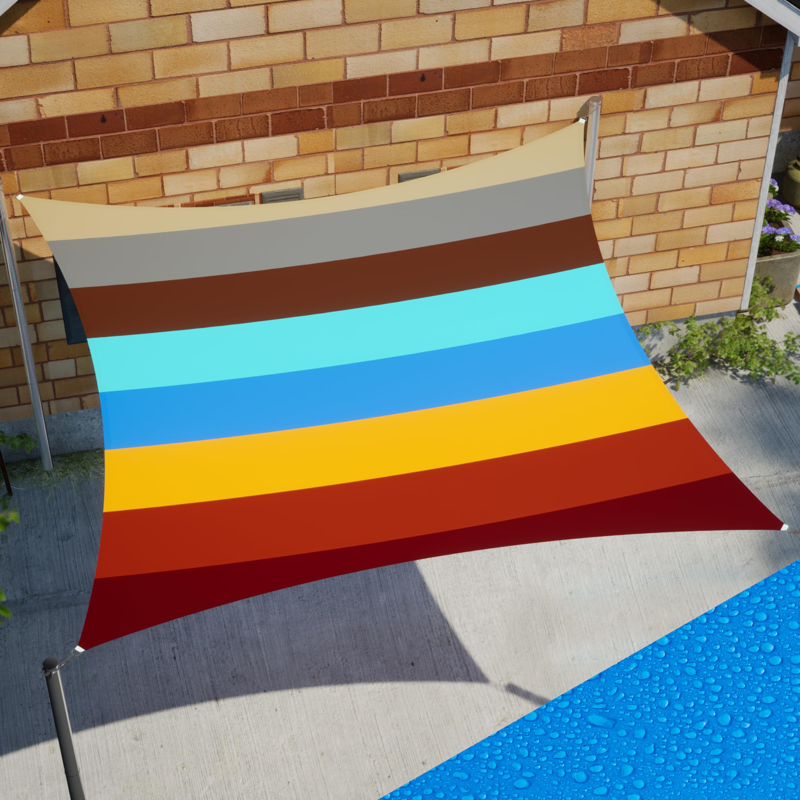 Royal Shade 4' x 4' Rainbow Square Waterproof Sun Shade Sail Order to Make Canopy Awning, UPF50+ 95% UV Blockage Water Resistant, Outdoor Backyard