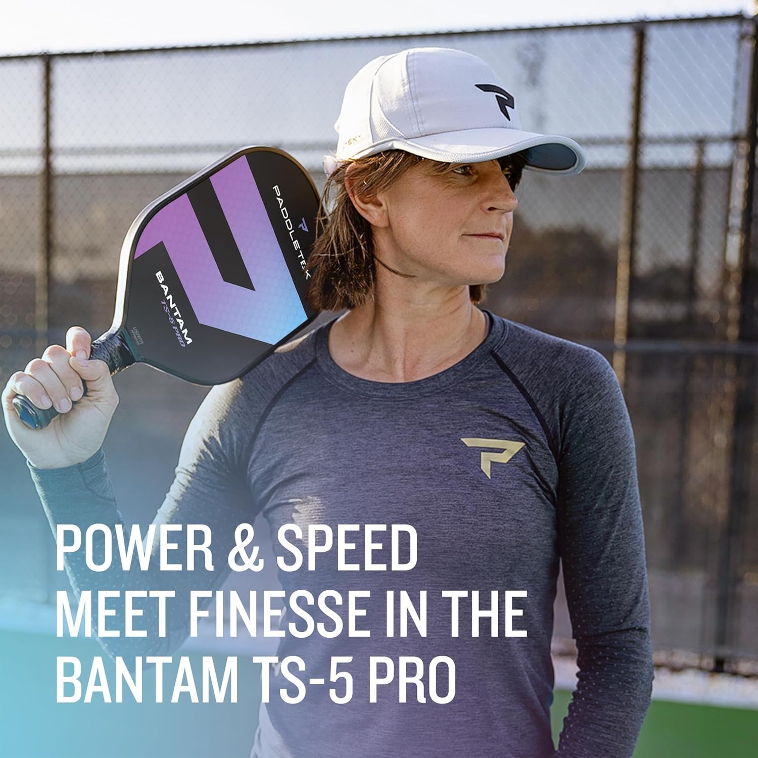 Paddletek Bantam TS-5 Pro Pickleball Paddle | Professional Pickleball Paddles with Honeycomb Core, Textured Fiberglass Epoxy Hybrid Surface, Bantam SRT Core & High Tack Performance Grip