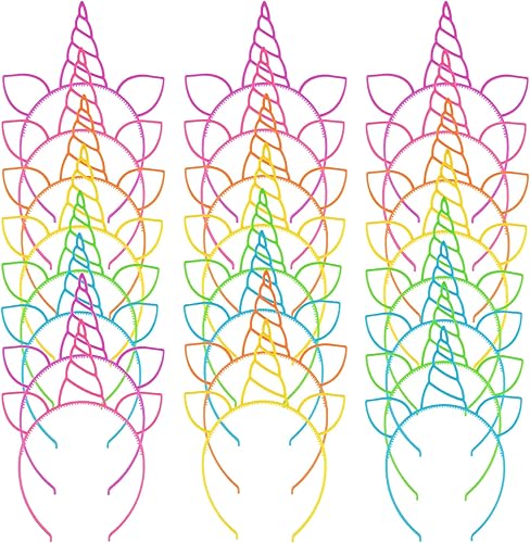 24 diademas de unicornio para fiestas de cumpleaños, diademas de plástico para niñas, accesorios para la cabeza para suministros de fiesta, regalo,