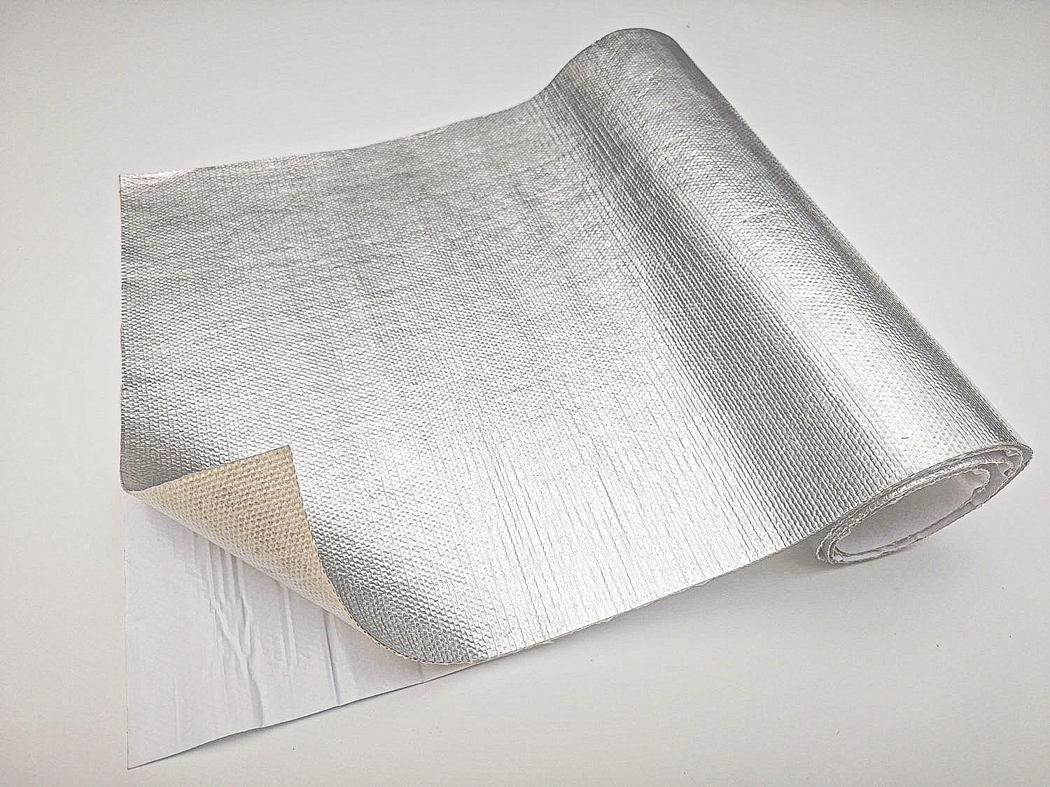 Fynxir Self-Adhesive Aluminized Fiberglass Cloth Heat Shield Blanket/Wrap Sheet - 15"x48" Aluminum Backed Thermal Reflective Insulation Barrier ,