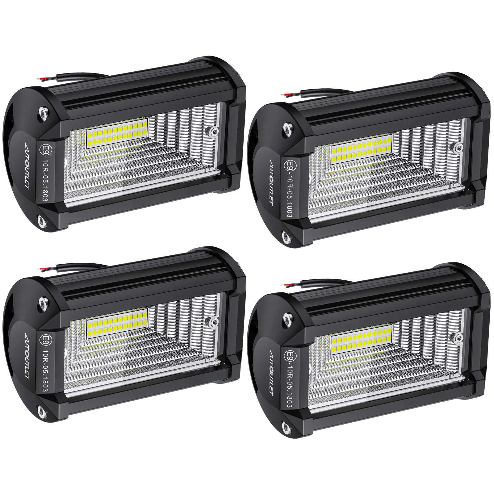 AUTOUTLET 4PCS 72W Focos de Coche Foco de Trabajo LED 12V 24V 6000LM Impermeable IP65 Off-road Homologado para Camiones Pickup Jeep ATV UTV SUV Barco