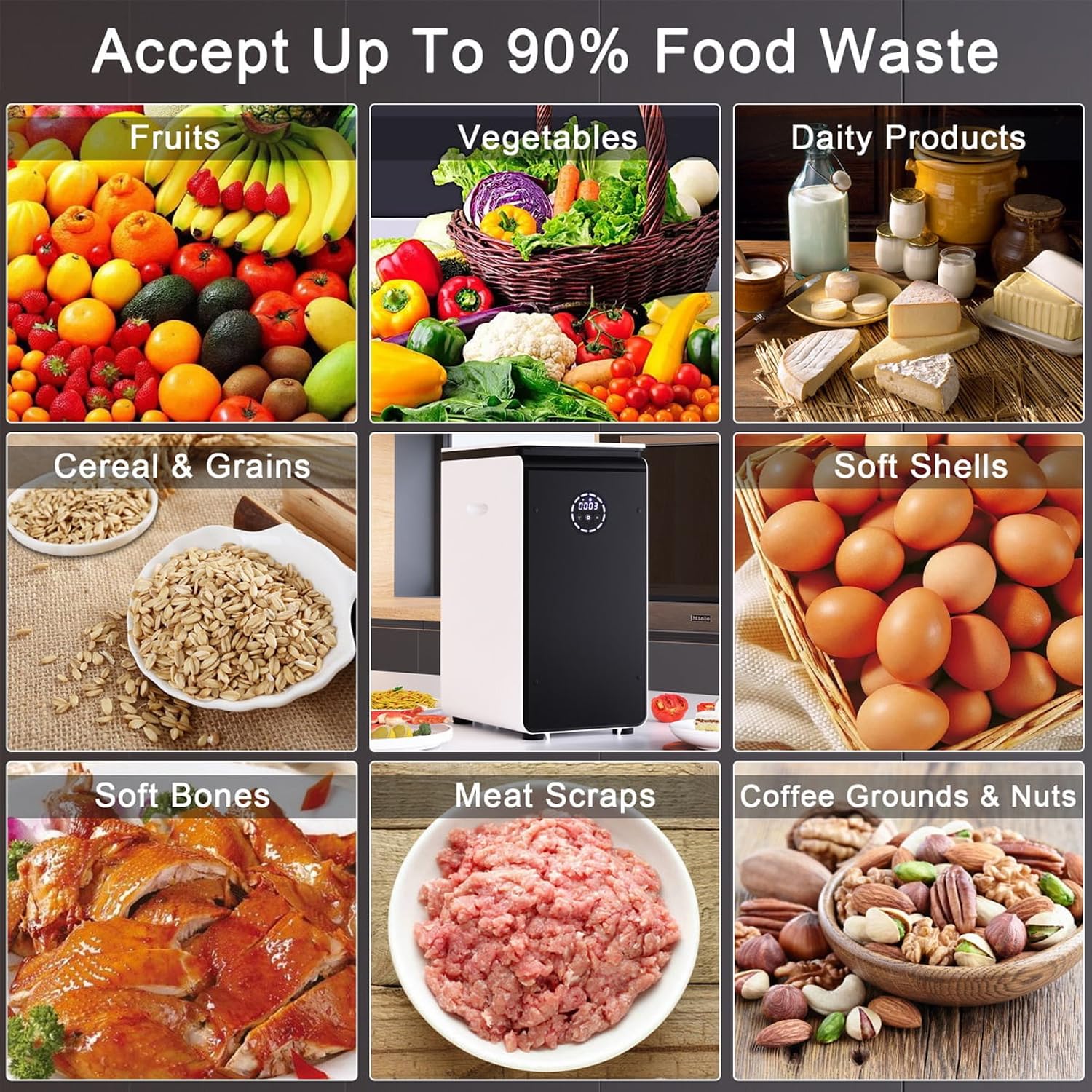Composteur électrique Intelligent de 19 L pour la Cuisine, Filtre Pas Besoin de Changer, Pas de déshydratation, ajoute des déchets à Tout Moment.