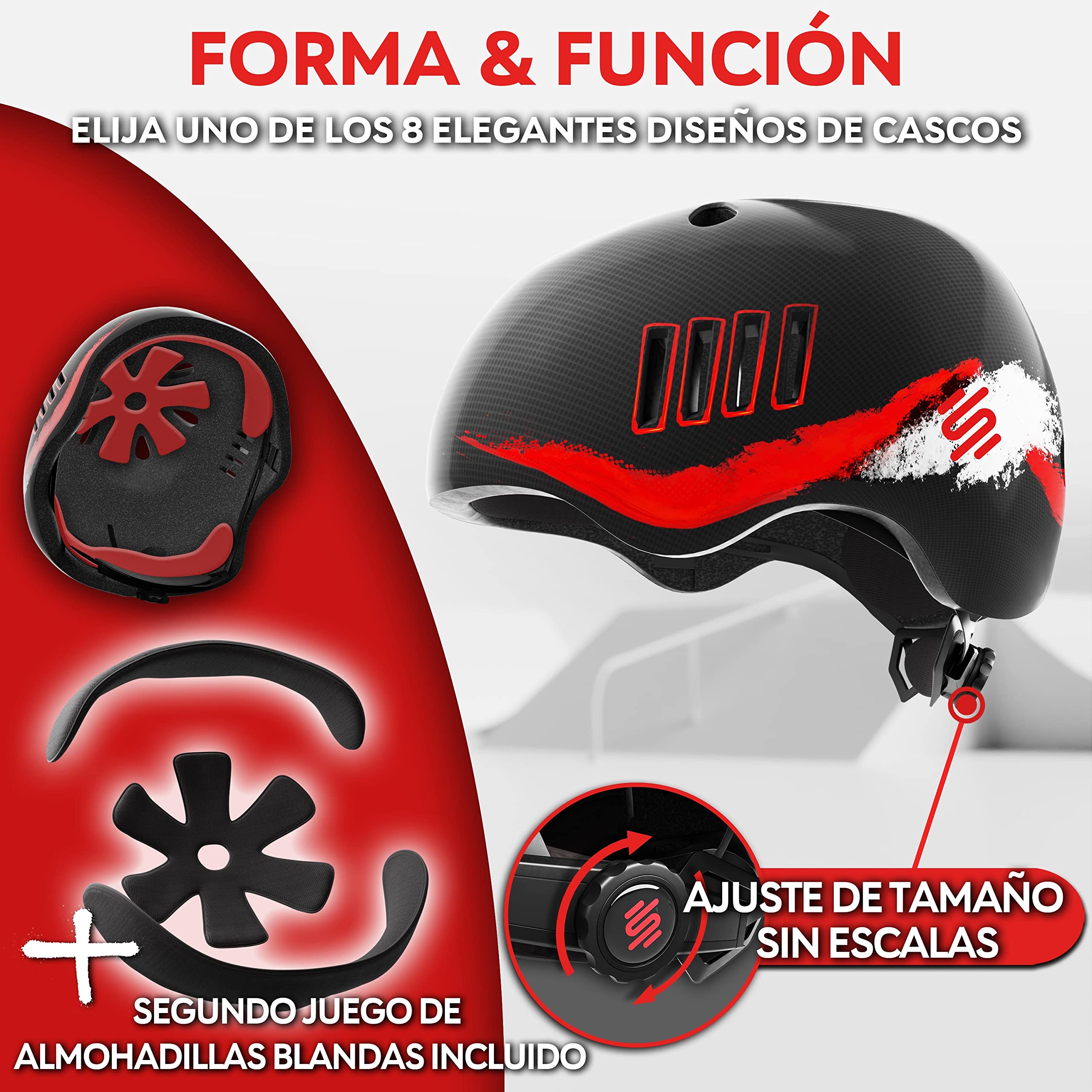 SKATEWIZ Casco Bicicleta Niño - Casco Patinete para niños y Adolescentes desarrollado por el Fabricante alemán en 12 diseños geniales - Casco Skate y Bici Extremadamente Ligeros — view 3