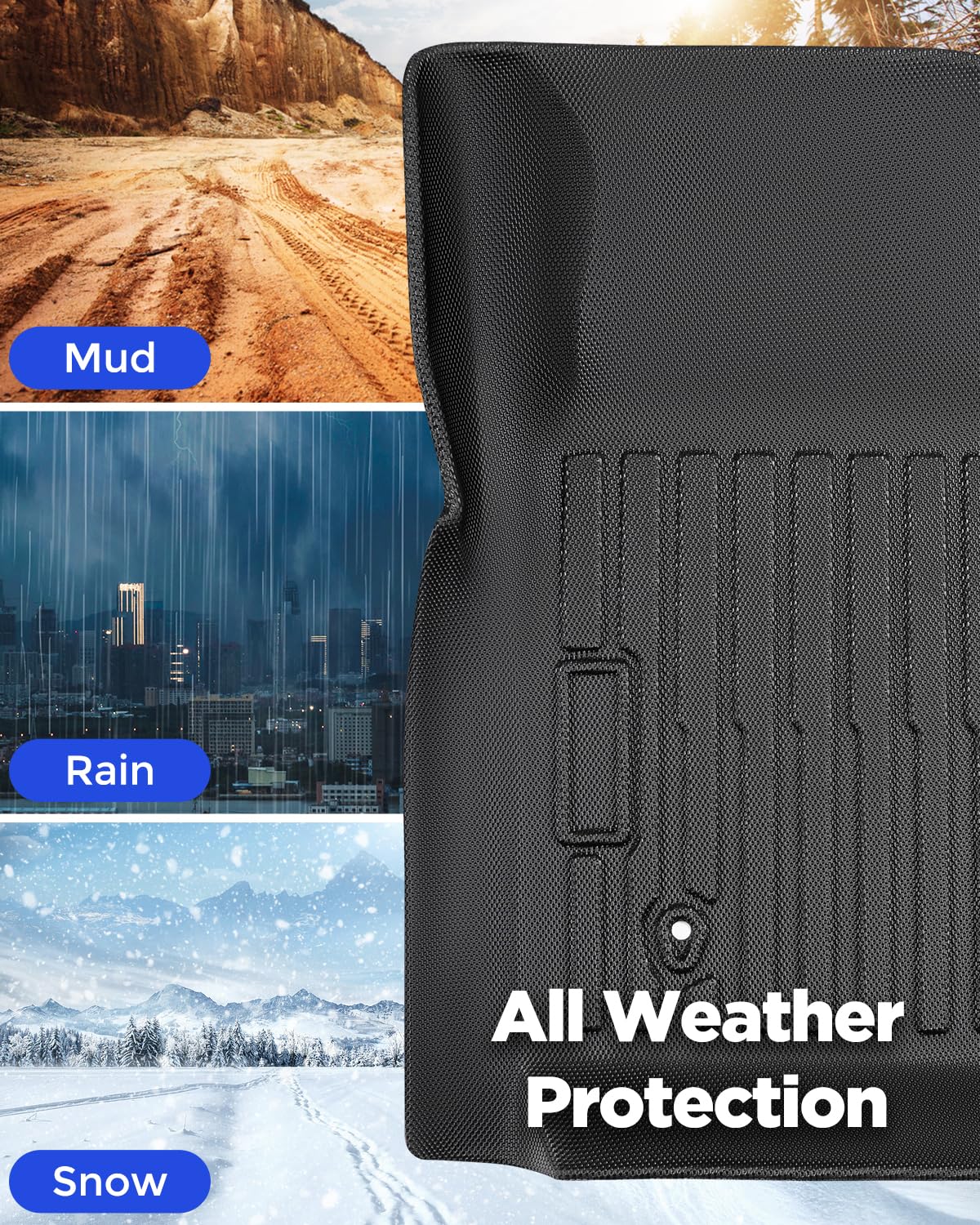 All-Weather Floor Mats for Ford F-250 F-350 F-450 1999-2007 Only for Crew Cab Super Duty - Heavy-Duty Rubber — view 2