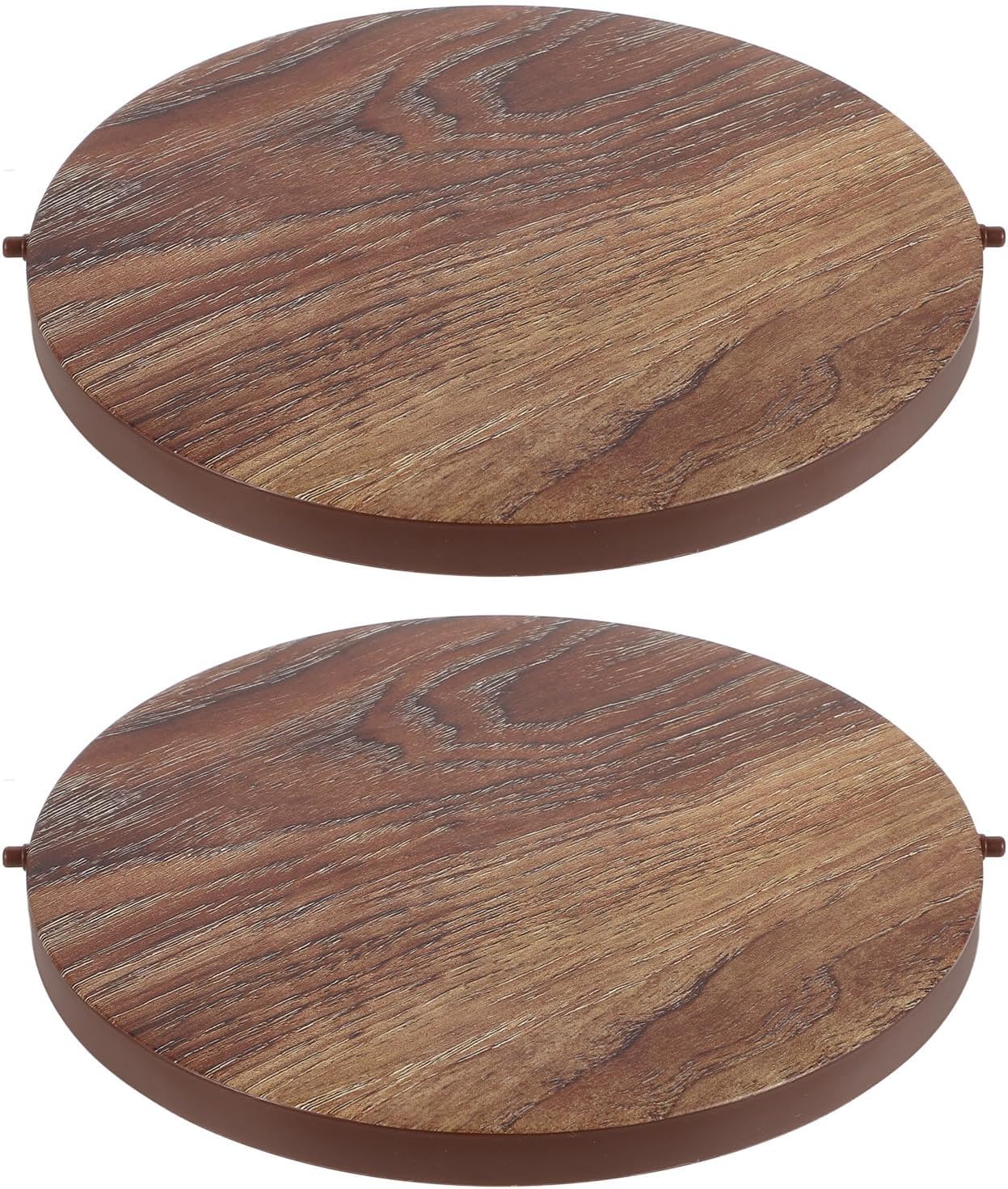 VANZACK 2pcs Large Wood Grain Trash Bin Lid Replacement, Heavy-duty Plastic Waste Container Covers for Home Kitchen, Hotel, and Office Use
