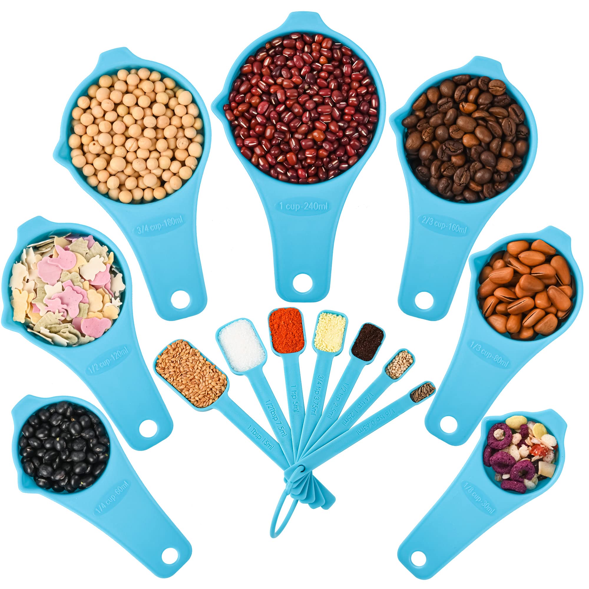 Nstezrne 15-Piece Plastic Measuring Cups And Spoons Set - Includes Leveler, BPA-Free For Baking & Cooking (Black) - View #7