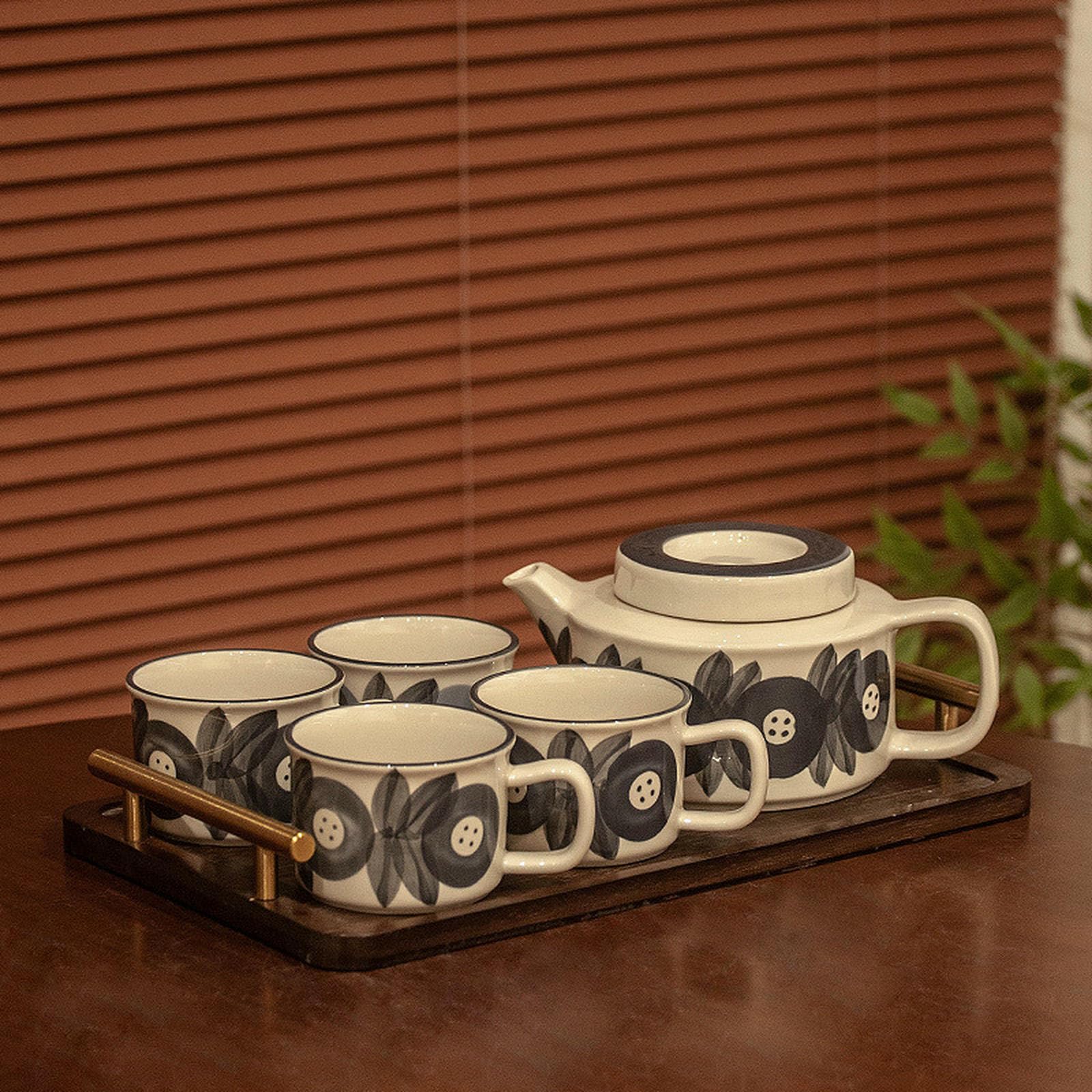 Juego de agua de té de cerámica retro para la tarde, taza simple para el hogar - Pipa