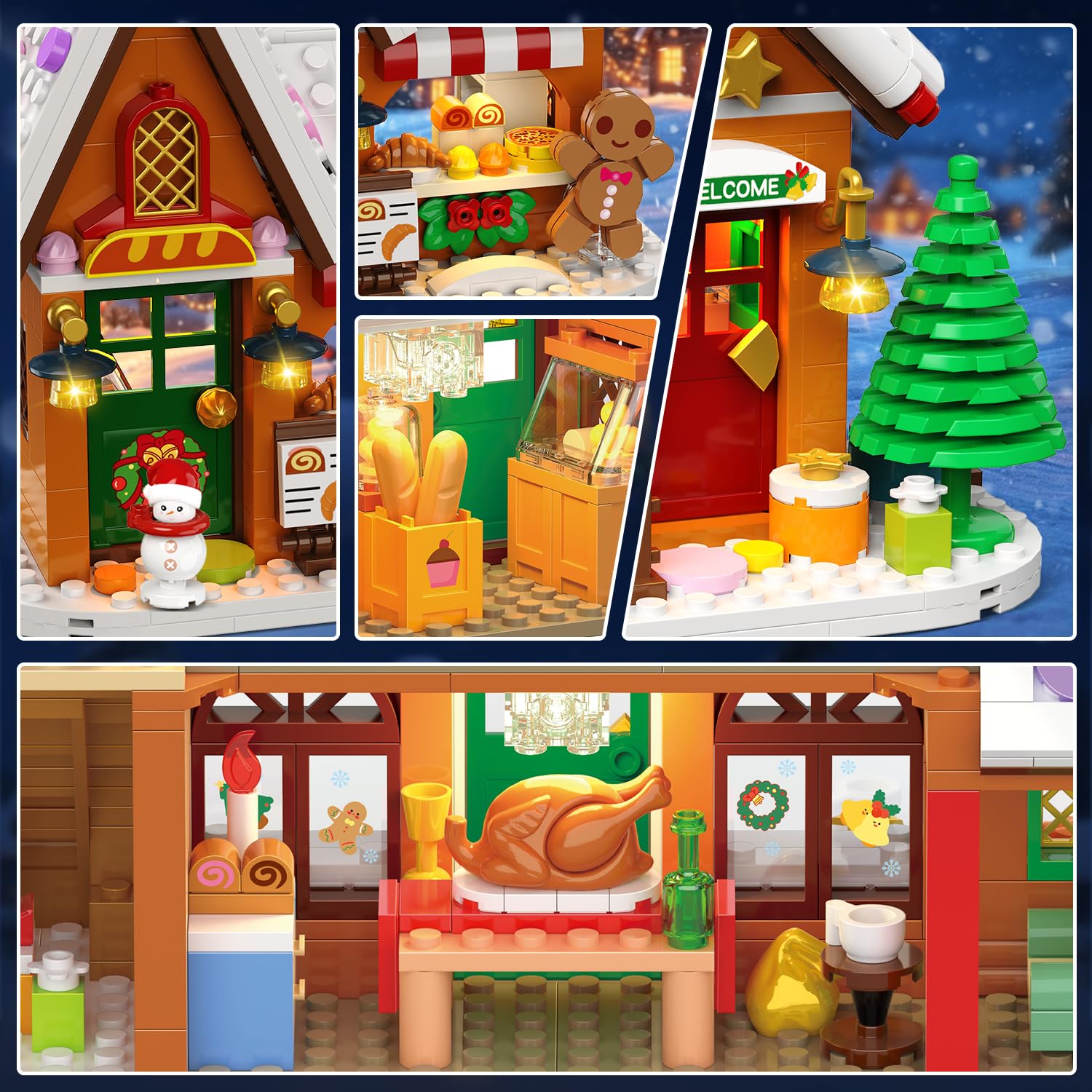 INSOON Adventskalender 2026 Lebkuchenhaus Mini-Klemmbaustein-Set mit Licht