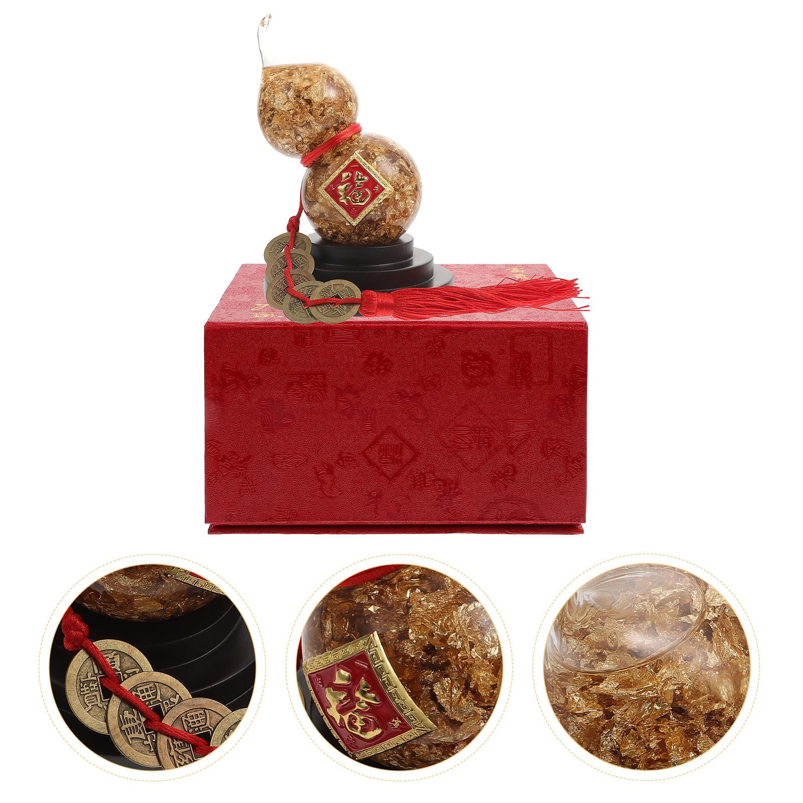 Ipetboom Ornement Richesse Symbole Décoration ou et Prospérité Intérieure pour Artisanal Calebasse Dorée en Verre Feuille d'or de Bureau Maison