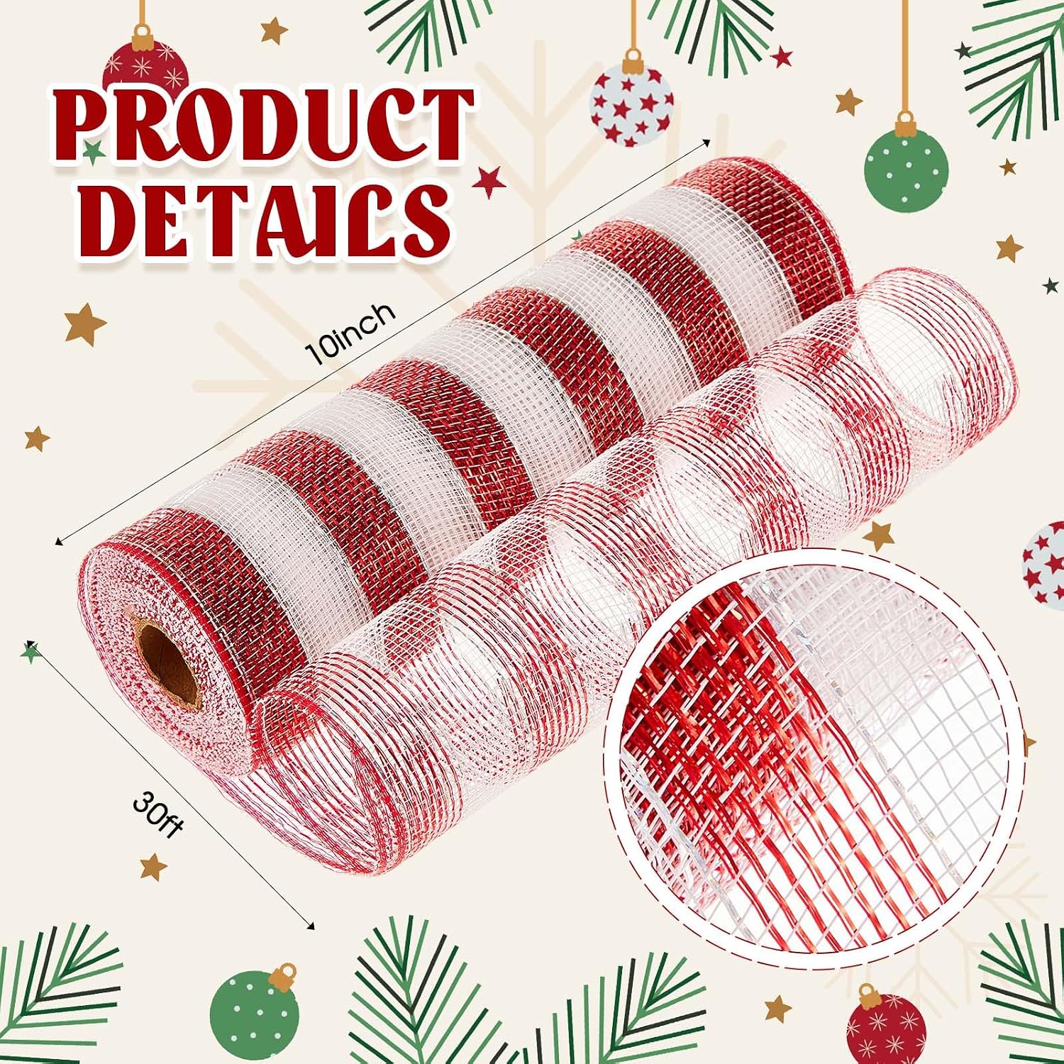 5 Rolls Christmas Mesh Ribbon Christmas Wired Edge Ribbon 10 Inch x 30 Feet(10yard) and 5 Fall Wooden Signs for Xmas Door Wreath Making Crafts Kit for DIY Xmas Decoration
