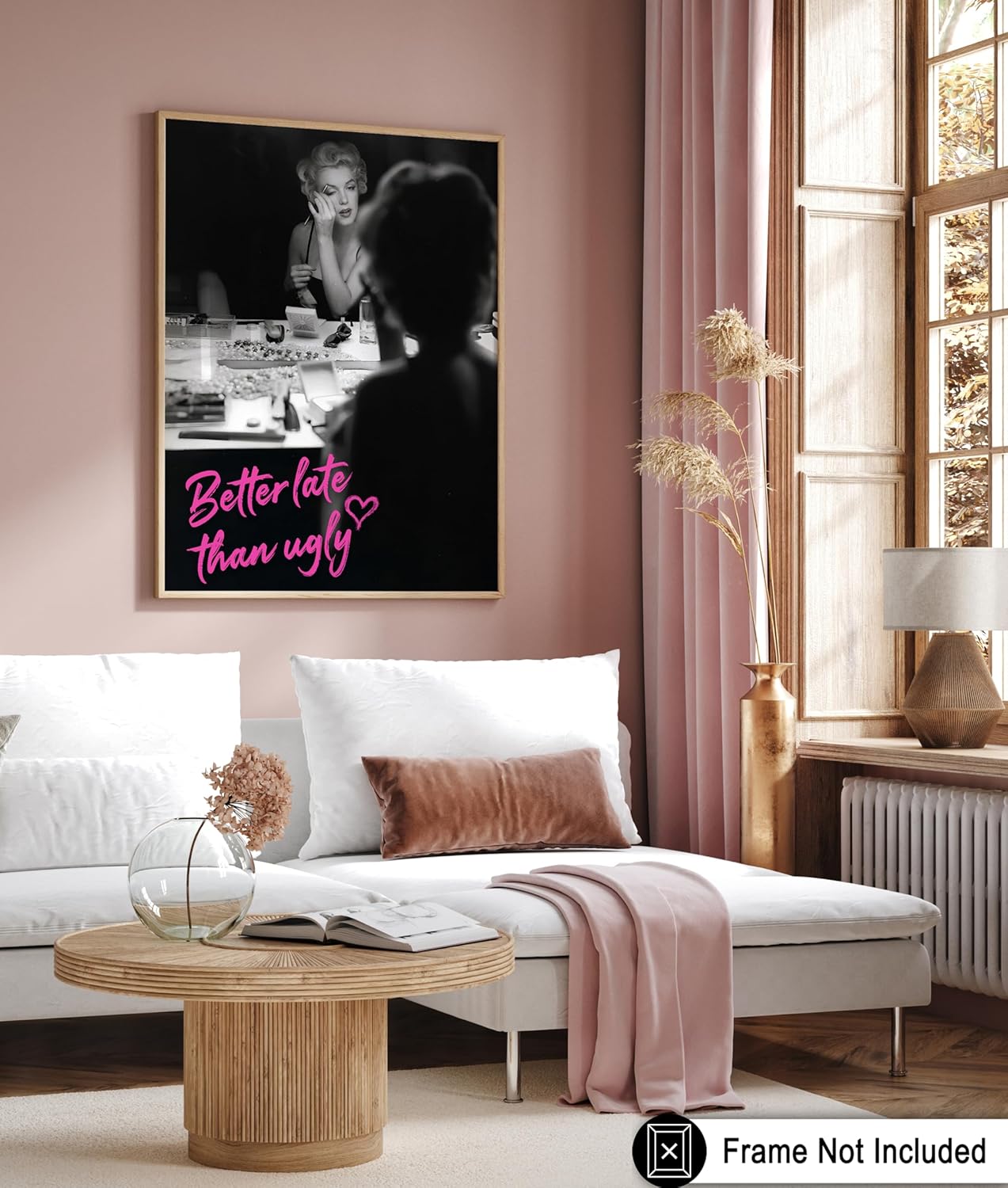 Poster Master Better Late Than Ugly Print - Marilyn Poster - Altered & Pop Art - Trendy Gift for Men & Women - Fashion Art - Chic Decor for Bathroom or Girl's Room - 18x24 Unframed Wall Art