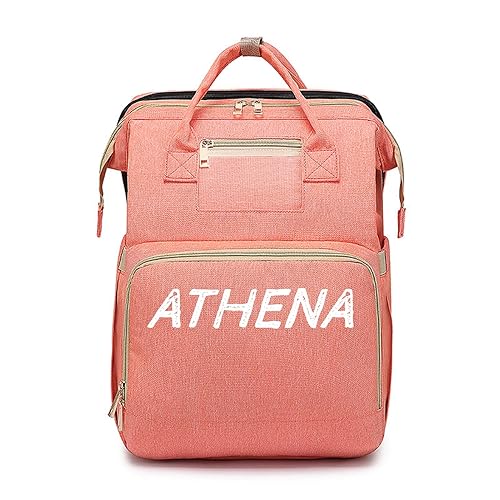 Miniatura 10 de Bolsa de pañales personalizada con nombre bordado para mamá, mochila extragrande, plegable, elástica