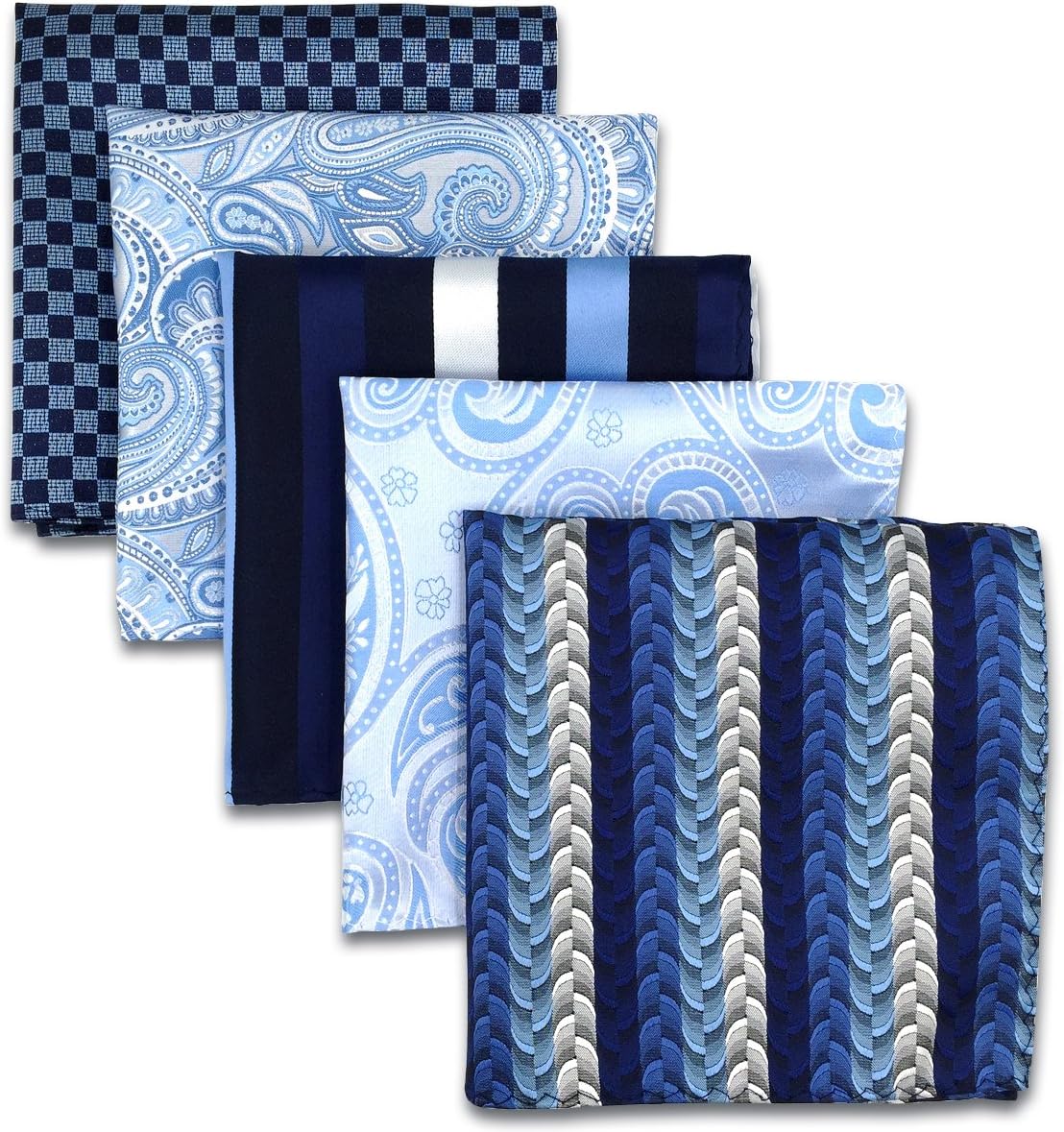 S&W SHLAX&WINGSHLAX&WING 5 Pieces Assorted Mens Silk Pocket Square Set Handkerchiefs