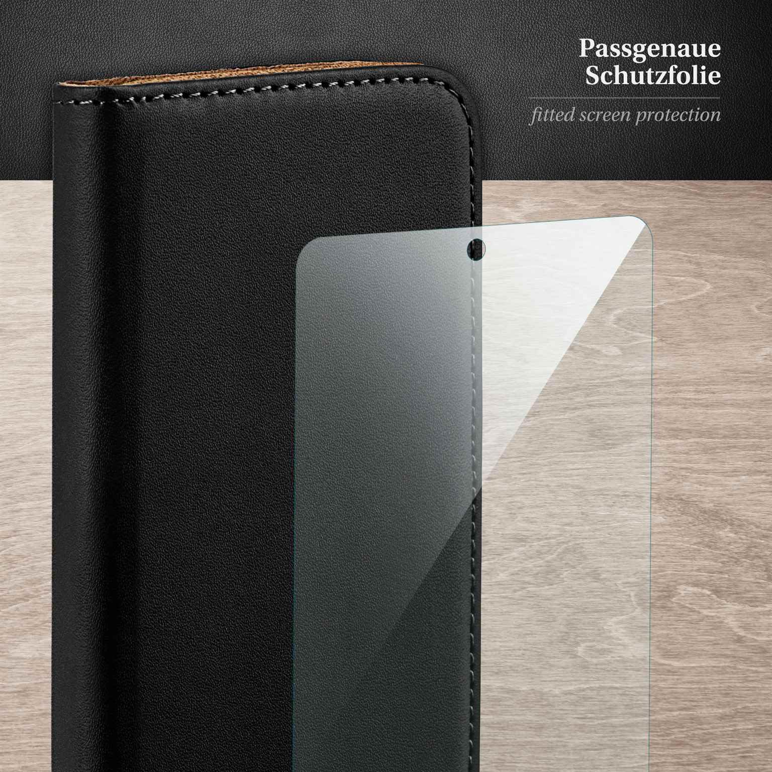 moex Set 4 in 1 per Samsung Galaxy S25 Edge con 3 pellicole protettive, scomparto per carte di credito, custodia a libro e pellicola FlexProtect, protezione completa a 360°, colore nero