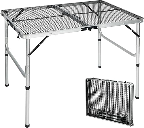 Miniatura 47 de REDCAMP Mesa plegable de 36 x 24 pulgadas para exteriores, mesa de parrilla ligera y portátil de aluminio de metal para exteriores con patas de Negro