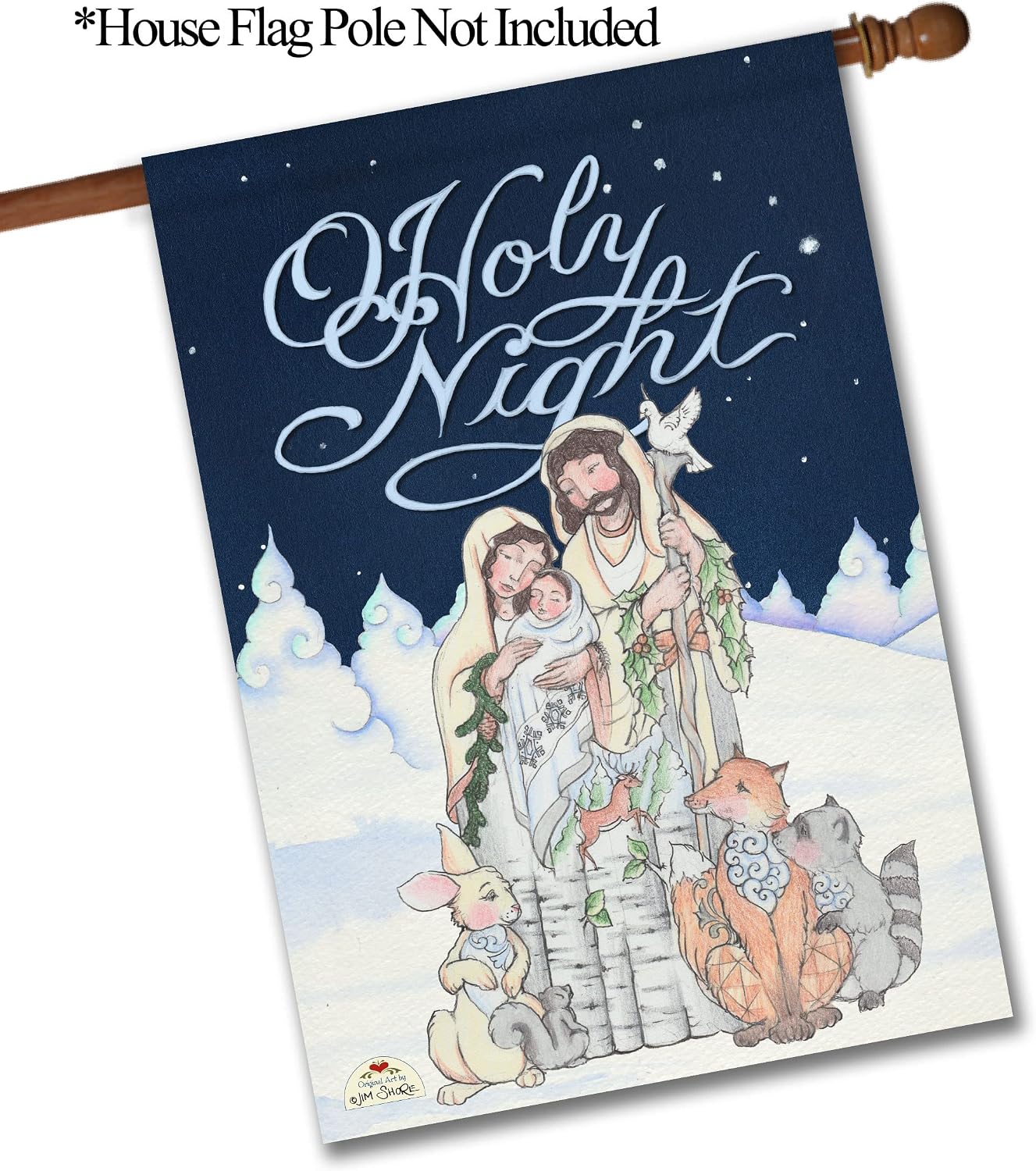 Flagology.com, Jim Shore, Jim Shore O Holy Night Nativity – House Flag 28" x 40", Outdoor Flag, Exclusive Premium Fabric, Christmas