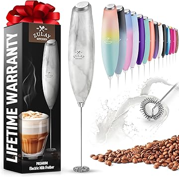 Zulay Powerful Milk Frother for Coffee with Upgraded Titanium Motor - Handheld Electric Whisk, Milk Foamer, Mini Mixer & Coff