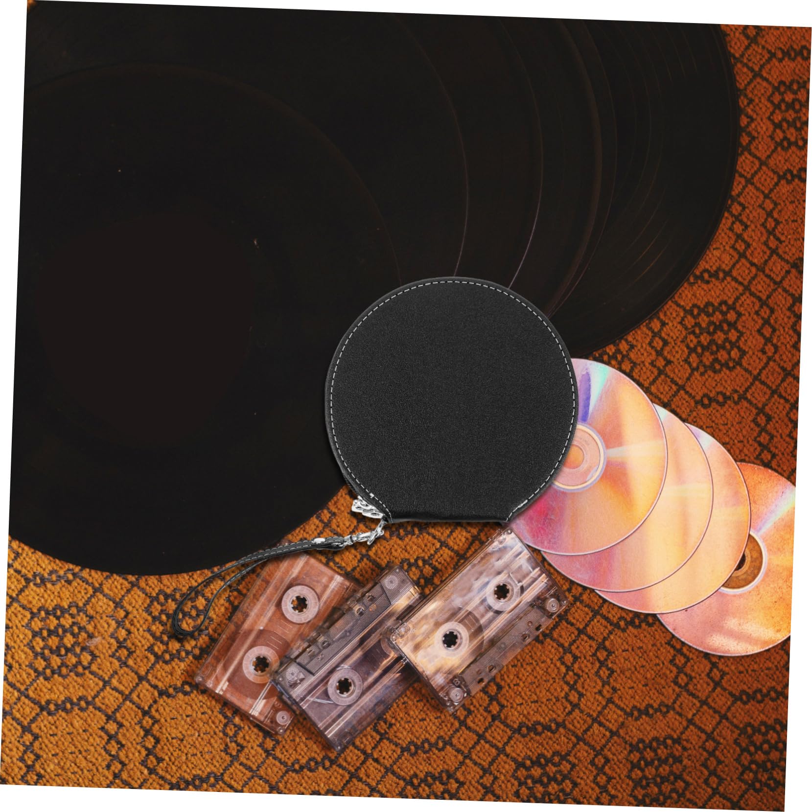 PartyKindom Porta CD per Auto capacità 20 Dischi, Custodia Sottile e Compatta in Pu Nero, Facile da Pulire Design Elegante, per Casa e Viaggio