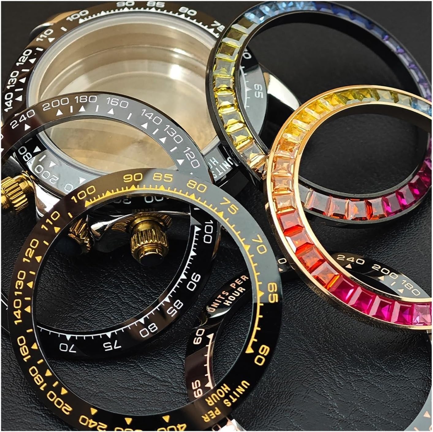Polychrome Sloped Ceramic Bezel Insert 38.5 * 30.5mm 39.3 * 31.45mm for Watch Parts Accessories Replace No Luminous