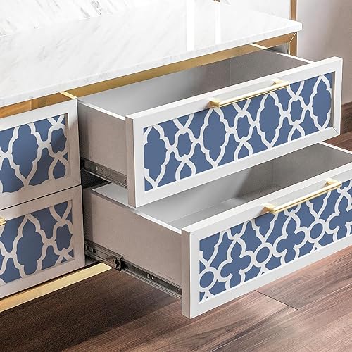 Miniatura 2 de Rugreat Papel tapiz geométrico azul marino para despegar y pegar, papel de contacto moderno bohemio para gabinetes, papel tapiz autoadhesivo